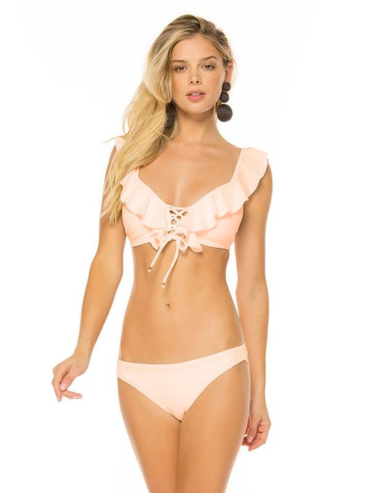 Bandage Solid Falbala Bikinis Swimwear