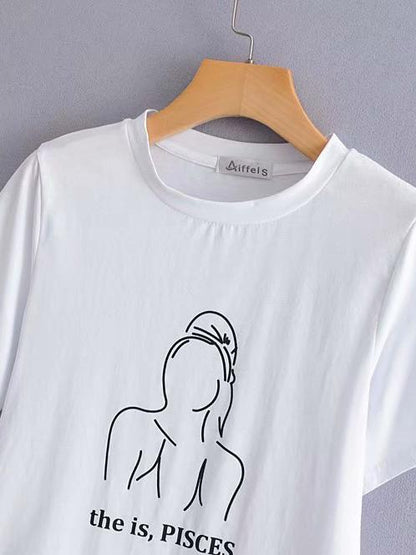 Casual Round-neck Short Sleeves Loose T-shirt