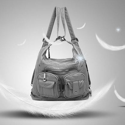 Multi-pockets Backpack Solid Multi-carry Crossbody Bag