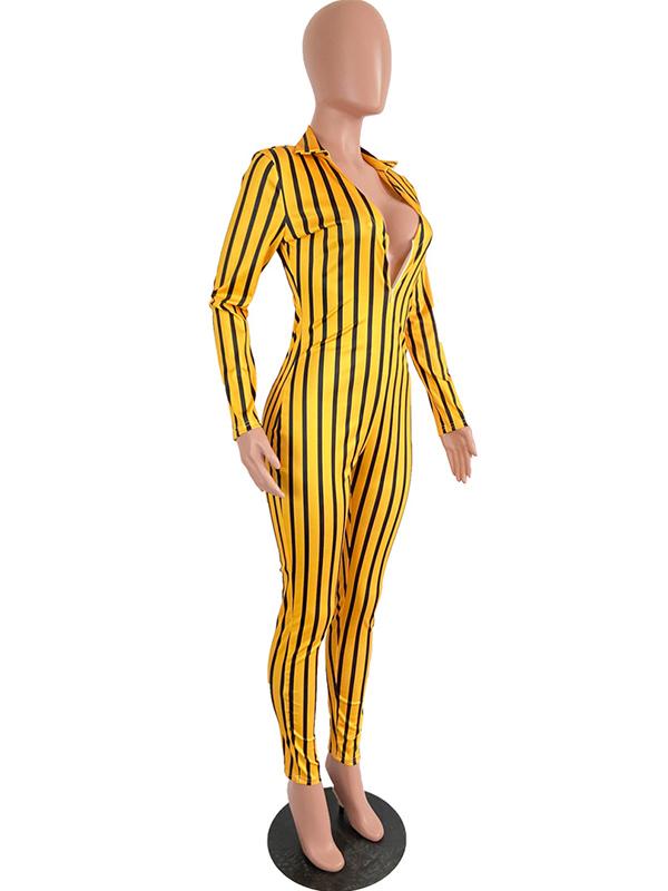 Fashion Casual Striped Printed Yoga Jumpsuits