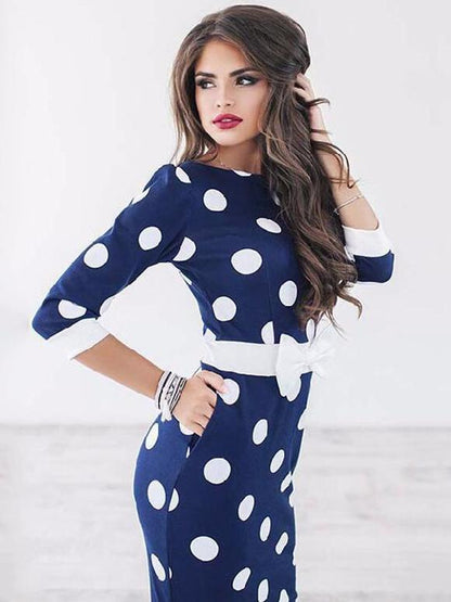 Sexy Bodycon Polka-dot Midi Dress