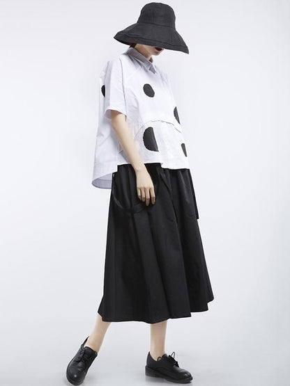 Loose Polka-dot Split-joint Shirt
