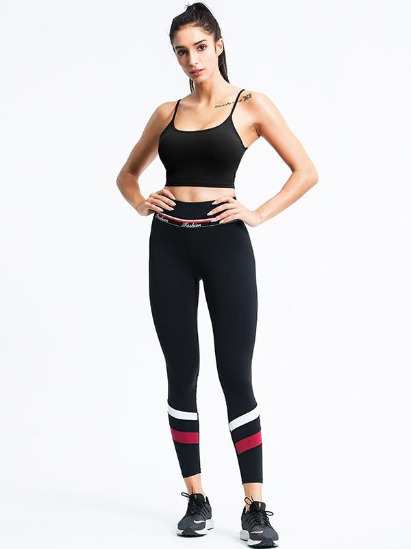 Sexy Wrap Sleeveless Contrast Color Yoga Suits