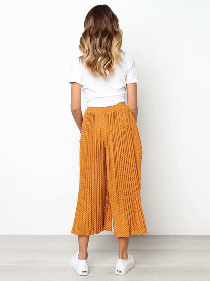 Polka-Dot Pleated Casual Pants Bottoms