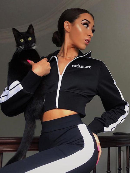 Sports Casual Stand Collar Long Sleeves Hoodies & Jackets