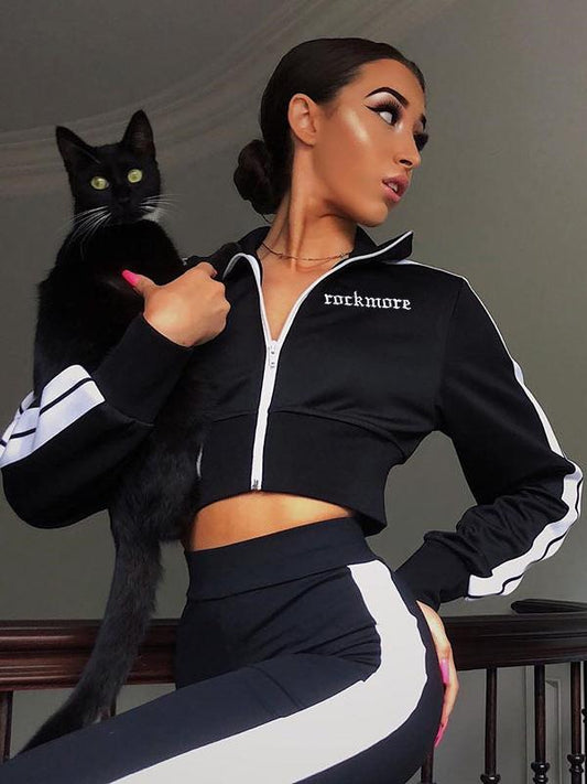 Sports Casual Stand Collar Long Sleeves Hoodies & Jackets