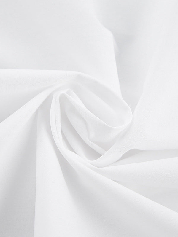 Urban Solid Color Split-Joint Pleated Lapel Collar Bishop Sleeves Shirt