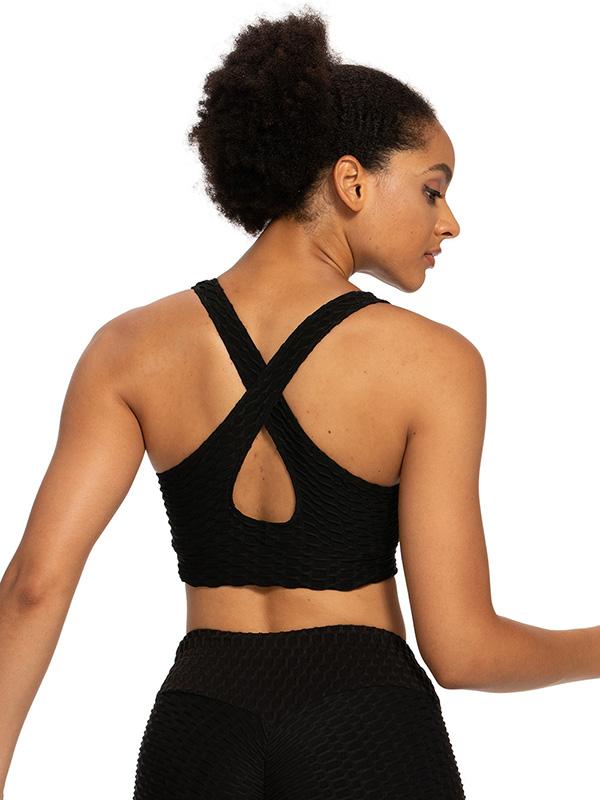 Wrap Solid Color V-Neck Sports Bra