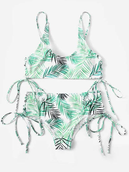 High-waisted Lace-up Bikinis Swimwear
