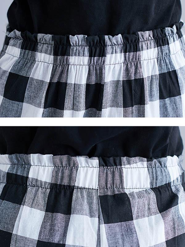 Loose Straight Leg Plaid Harem Pants