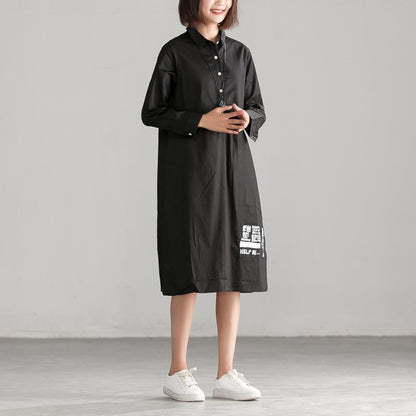 Casual Loose Long Sleeve Polo Collar Dress