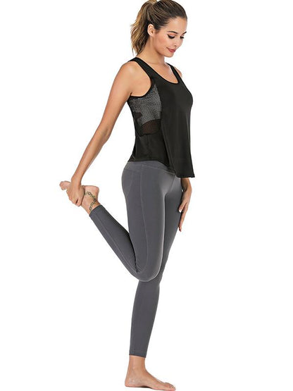 Side Mesh Solid Yoga Tanks