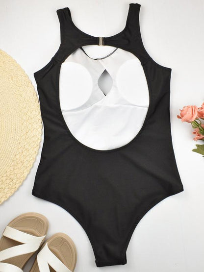 Contrast Color Hollow One-piece Swimsuit