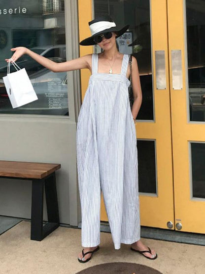 Casual Striped Wide-leg Jumpsuit