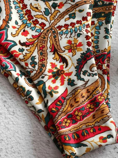 Floral Retro Knot Front Bikini Swimsuit