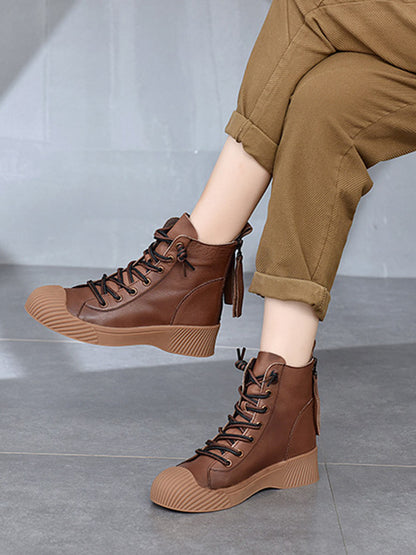 Vintage Cow Leather Zipper Martin Boots