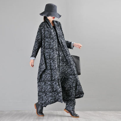 Buykud Casual Long Sleeve Irregular Jacquard Loose Jacket