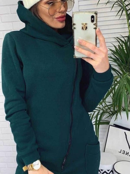 Loose Zipper Solid Sports Jumpsuits