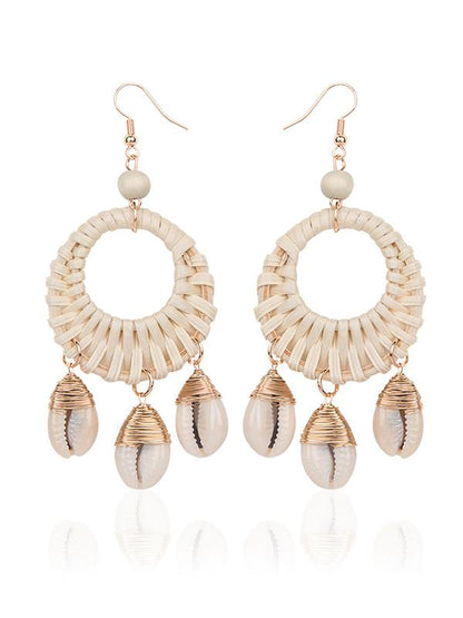 Shell Hollow Rattan  copper wire Earring Accessories