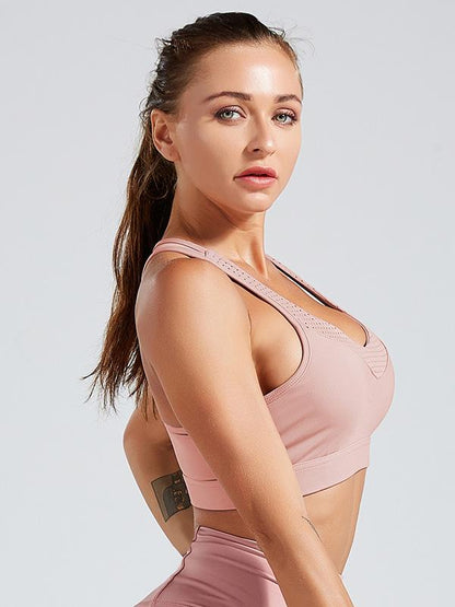 Solid Back Intersect Bandage Sports Bra