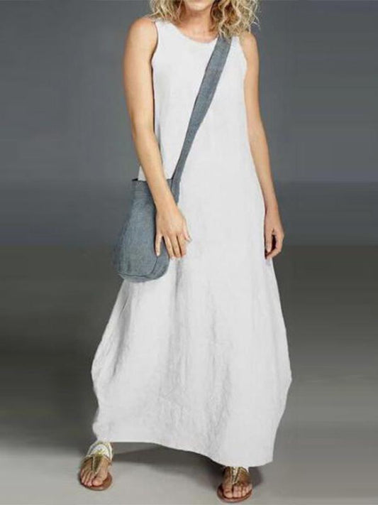 Solid Sleeveless Maxi Dress