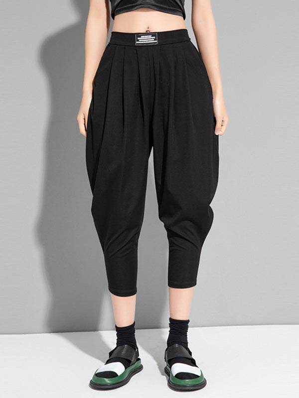 Simple Solid Color Elasticity Waist Pants