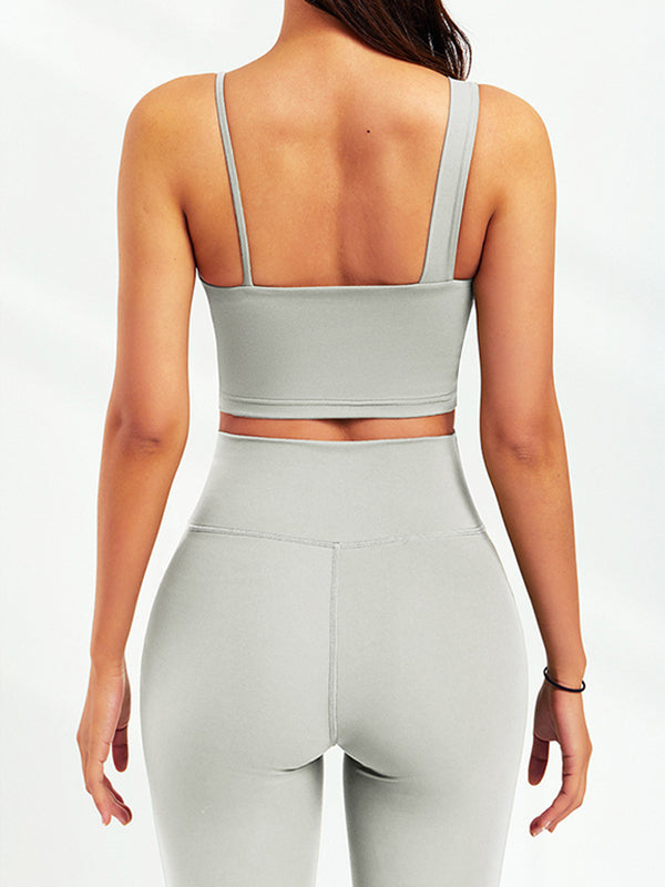 8 Colors Stylish Solid Color Spaghetti-Neck Sports Bra