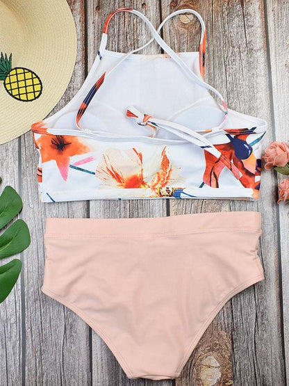 High Waisted Leaf Print Tankini Swimsuit