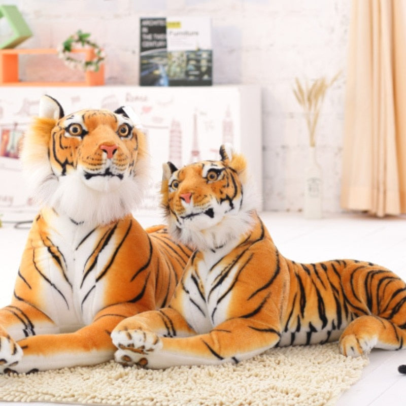 30-120 cm Lifelike Tiger Leopard Plush Toys Soft Stuffed Animals Simulation White Tiger Jaguar Doll Children Kids Birthday Gifts