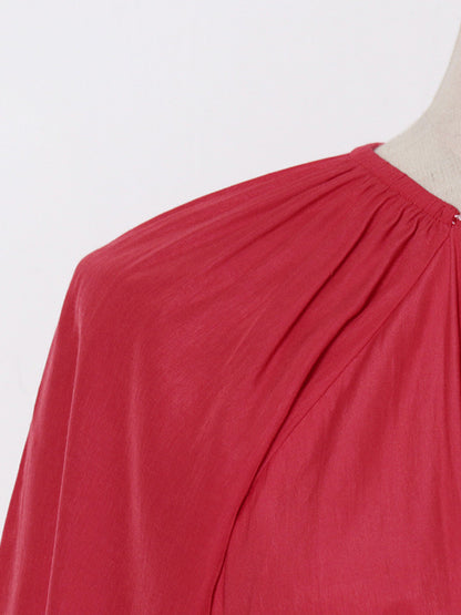 Stylish Contrast Color Split-Joint Round-Neck Raglan Sleeve Maxi Dress