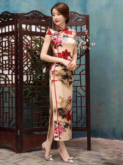 Floral Side Split Long Cheongsams