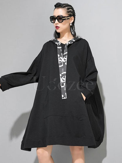 Casual Split-joint Hoodie Goth Sweatshirt Dress