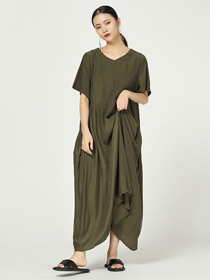 Casual Big Hem Cropped Long Dresss
