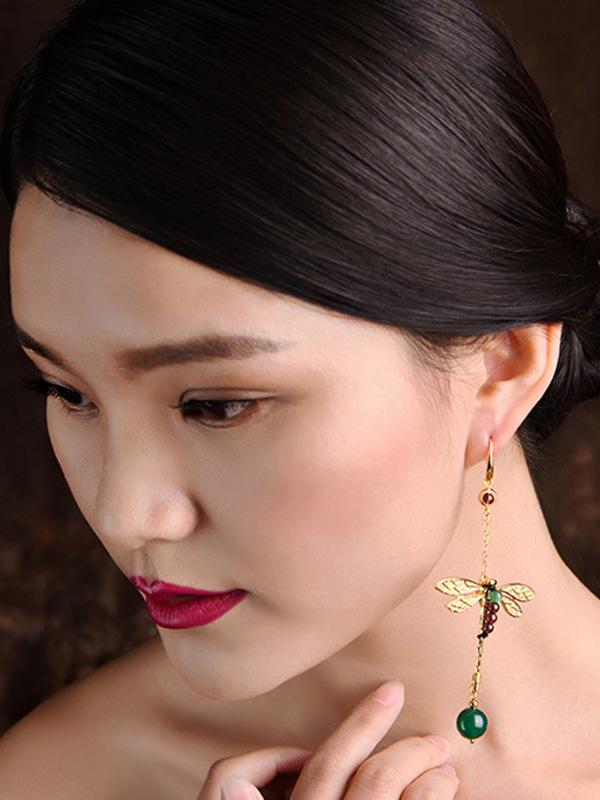 Original Vintage Asymmetric Agate Eardrop