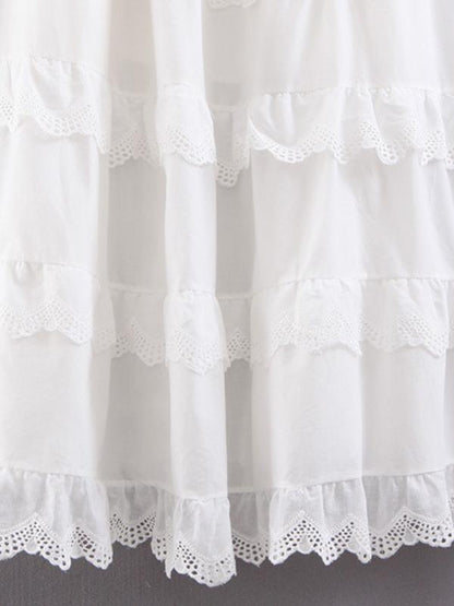 Ruffled A-line Spaghetti Neck Midi Dress