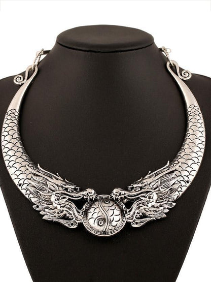 Vintage Two Dragons Frolicking With A  Necklaces Accessories