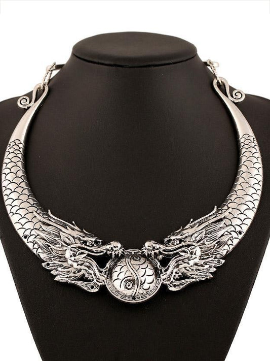 Vintage Two Dragons Frolicking With A  Necklaces Accessories