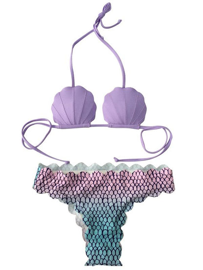 Seashell Solid Bikinis Swimwear