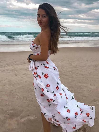 Vacation Strapless Printed Maxi Dress