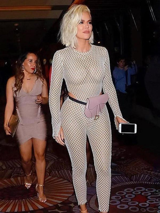 Sexy Mesh Hole Sports Jumpsuits