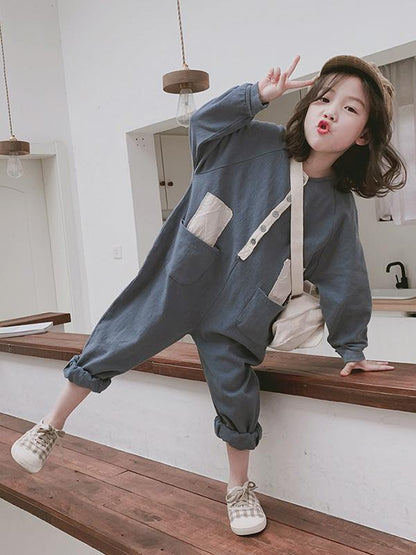 Loose Fashion Split-joint Kids Jumpsuits