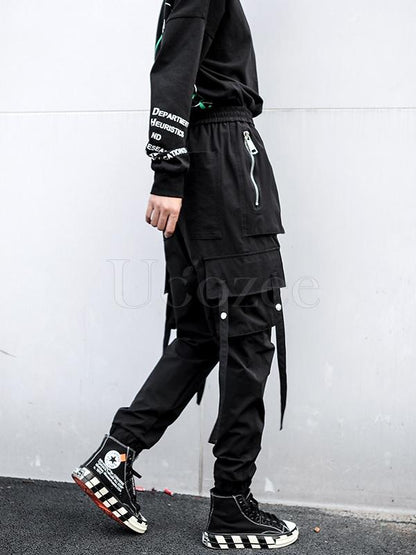 Casual Zipper Drawstring Overall Pants