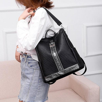 Multi-function Faux Leather Casual Travel Shoulder Bag Backpack