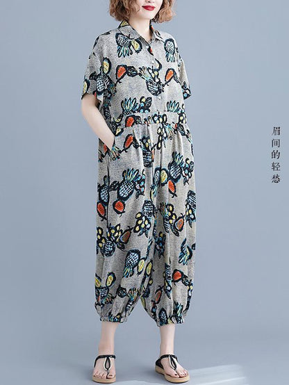 New Loose Printed Chiffon Jumpsuits Bottom