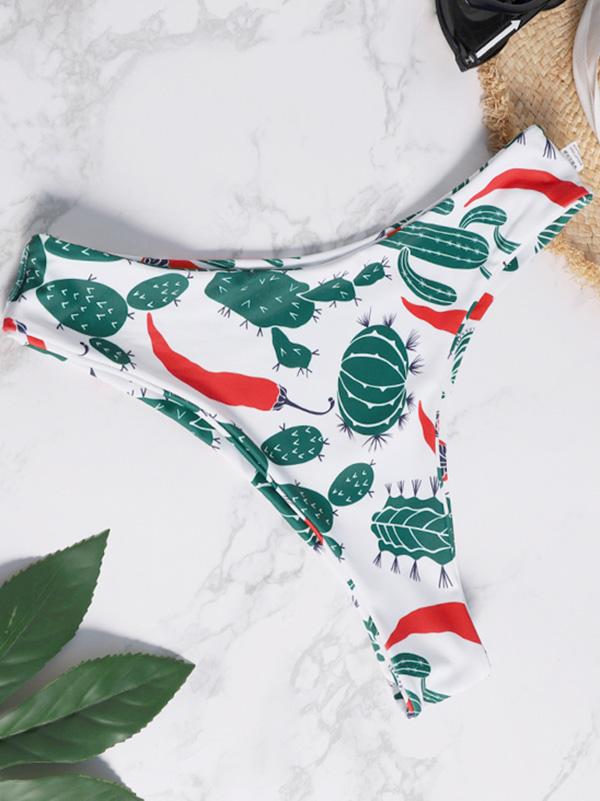 Cactus Print Tie Bikini Set