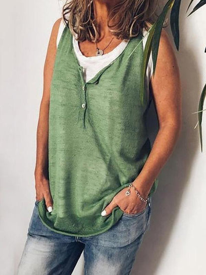 Casual V-neck Sleeveless T-Shirt
