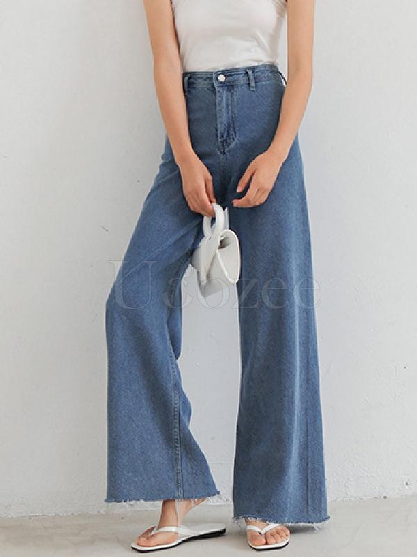 Casual Empire Column Wide Leg Jean Pants