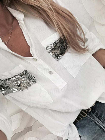 Popular Long Sleeves V-neck Blouses&shirts Tops