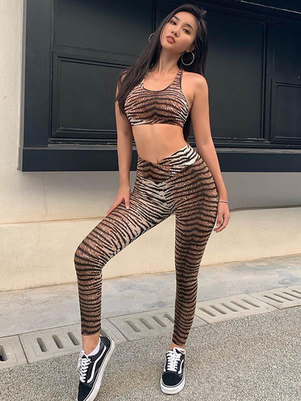 Tiger Vein Tank&Fitness Leggings Suits