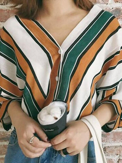 Cropped Striped Sexy Fashion Shirt Top